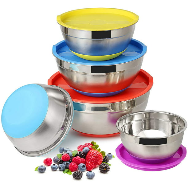 Mixing Bowl – Homikit Stainless Steel Salad Bowls with Airtight Lids Set of 5